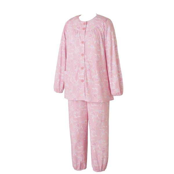 Hanasan Terrace Nursing Pajamas, Large Buttons, Nursing Pajamas, Women's, Outerwear Only, Large Buttons, Long Sleeve, Spring, Summer, Autumn, Winter, Cotton Blend, S, M, L, LL, 3L, 4L, Pink