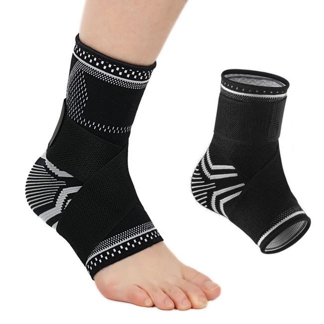 MILAIUN Sprunggelenkbandage,1 Paar Knöchelbandage mit Klettverschluss für Damen Herren, Fußbandage Knöchelstütze für Sport Schützen, Arthritis, Plantar Fasciitis(M, Schwarz)