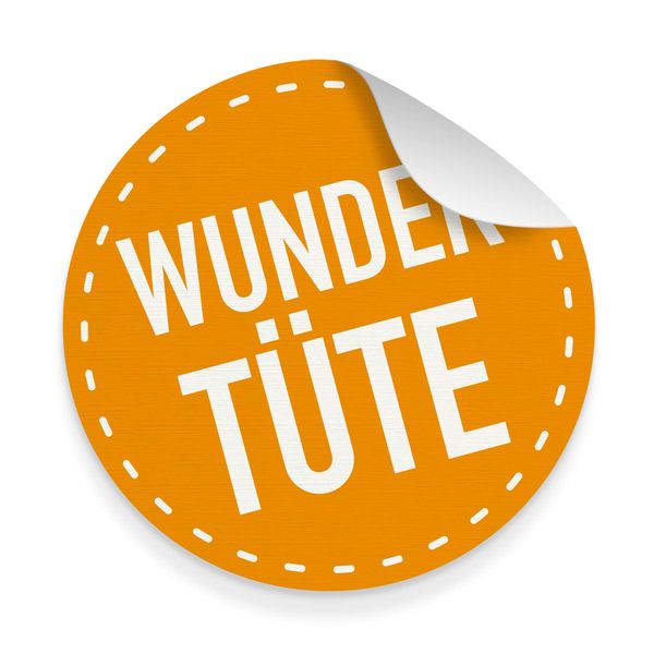 5x itenga große Aufkleber Wundertüte Sticker Etiketten rund 9,5cm orange