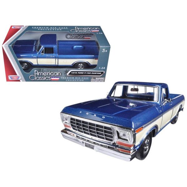 Motormax 1979 Ford F-150 Pickup Truck 2 Tone, Blue with Cream 79346AC-BLCRM - 1/24 Scale Diecast Model Toy Car