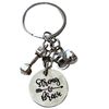 Strong is Brave + Small Dumbbell + Small Kettlebell Keychain