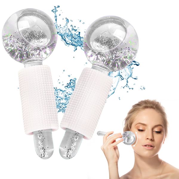 APOMOONS 2pcs Ice Globes for Facials, ice Globes for face and Eyes, ice Balls for face, Facial Ice Globes Skin Care Tools for Brighten Tighten Skin Hot & Cold Use (White)