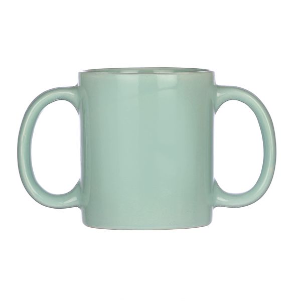 HealthGoodsIn Dual Handle Mug (Double Grip Mug) to Aid Tremors, MICROWAVE SAFE, 11.83 US Fl. Oz. (350 Ml), BPA-FREE - Mint Green Color