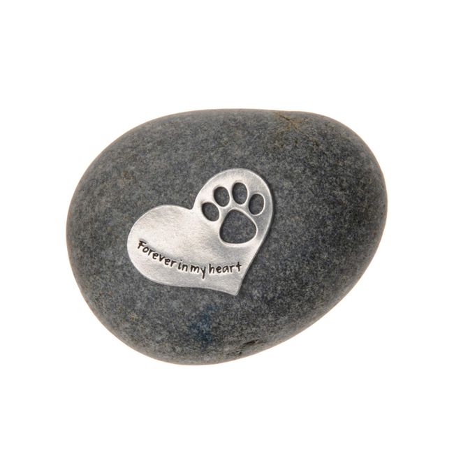 Quotable Cuffs Pet Memorial Forever in My Heart Paw Print Stone for Dogs or Cats - Sympathy Remembrance Stone by Whitney Howard Designs