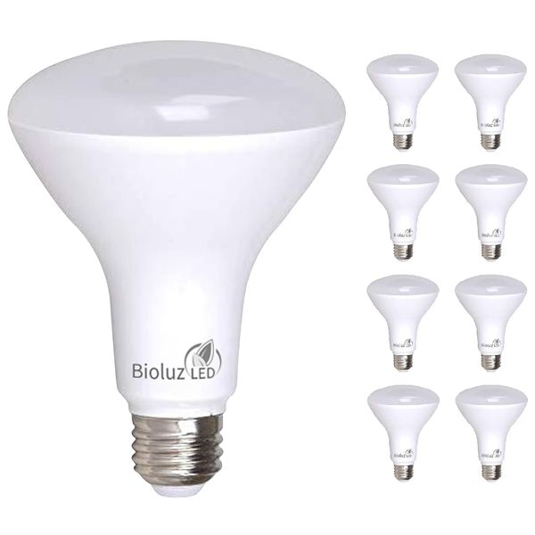 Bioluz LED 8 Pack 90 CRI BR30 LED Dimmable Bulb, 65W Replacement 7.5W=65W 650 Lumen, 3000K Soft White Indoor/Outdoor Flood Light UL Listed Title 20 High Efficacy Lighting (Pack of 8)