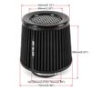 3" 76mm Dry Air Filter Cold Air Intake Cone Replacement High Flow Inlet BLACK