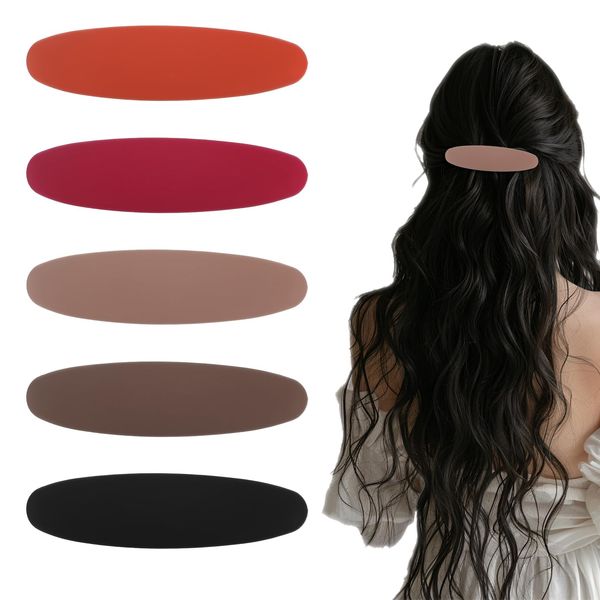 Bewudy 5 Stück Ellipse Haarspangen Damen, Klassische Automatische Haarspange Dünnes Haar, Haarspange Clip Barrette Haarzubehör Dekorativer Haarschmuck Hair Clip Set für Frauen Mädchen