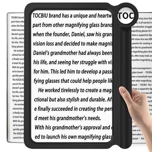 10x 5x magnifier for reading, large and lightweight magnifier provides full viewing area of the book pages Handheld magnifier ideal for small prints and reading with amblyopia