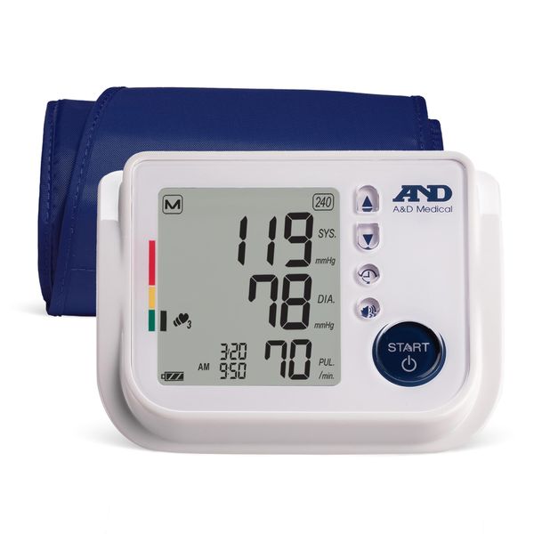 A&D Medical Talking Blood Pressure Monitor UA-1030T with Medium Blood Pressure Cuff (23-37 cm / 9.0-14.6” Range), TriCheck Mode with 3 Consecutive Readings, Body Movement Sensor