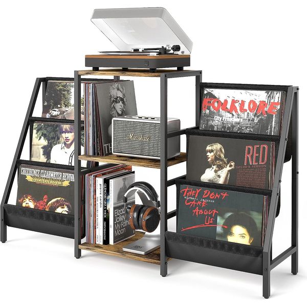 Record Player Stand with Vinyl Storage, Record Player Table with Vinyl Record St