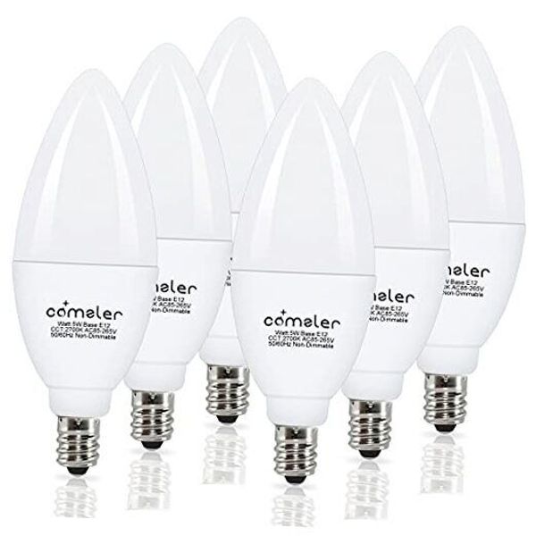 LED Candelabra Bulb,  Ceiling Fan Light Bulbs, E12 LED 6 Pack 2700K Warm White