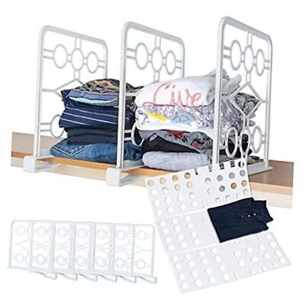 Set of 6 Shelf Dividers with T Shirt Folder Board 6 Dividers + 1 Folding Board