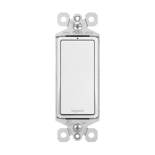 Legrand radiant TM870WSLCC10 15 Amp Rocker Wall Switch with Locator Light, Single Pole Decorator Light Switches, White (1 Count)