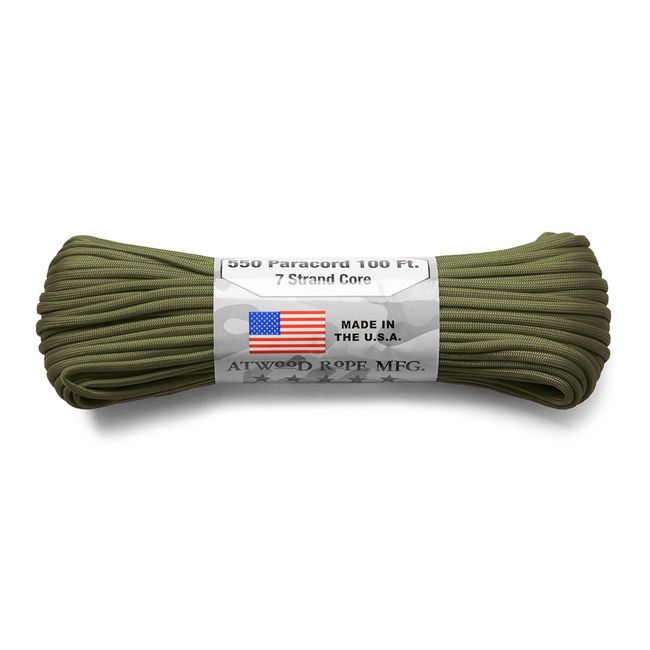 Atwood Rope Mfg., 7 Strand, 550 lbs Paracord, 100 Feet, Made in USA