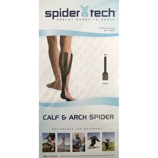 Black SpiderTech Calf & Arch Spider Precut Kinesiology Tape New Athlete Removabl