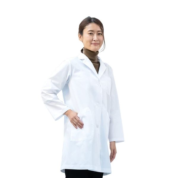 Hakui Net White Coat Women's Doctor Coat, Half Length, Short, Please, Doctor, Exam Clothes, Laboratory Coat, Experiment, Pharmacist, Long Sleeve, Pockets, White, white