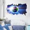 Space Wall Sticker - Earth in Space Broken Wall Decal Art (120cm Width x 65cm Height)