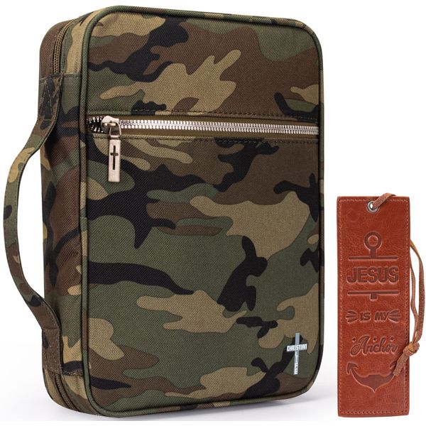 Montana West Bible Covers for Women Men with Leather Bookmark Carrying Book Case Church Bag Bible Protective with Zippered Pocket MWC-126CAMO