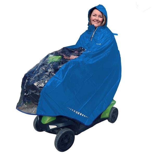 GOTITA - Waterproof Poncho for Electric Wheelchair/Scooter - Raincoat for Electric Wheelchair - Italian Design - Electric Size/Scooter L (Light Blue)