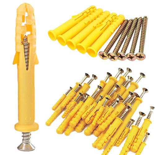 Samcos Board Anchors, 50 Pcs Anchor Bolts, Column Concrete Anchor Wall Plug Frame Fixing Tube, Expansion Tube, Screw for Gypsum Boards, Screws, Rotation Prevention, 0.3 x 1.6 inches (8 x 40 mm)