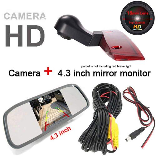 HD 1280x720 Pixels 1000TV Lines 3rd Brake Light Reverse Camera Brake lamp Parking Camera for Mercedes Benz Viano Vito W639 Van 3 VW Crafter ab 2017 Transporter Van+4.3" car Reverse Screen