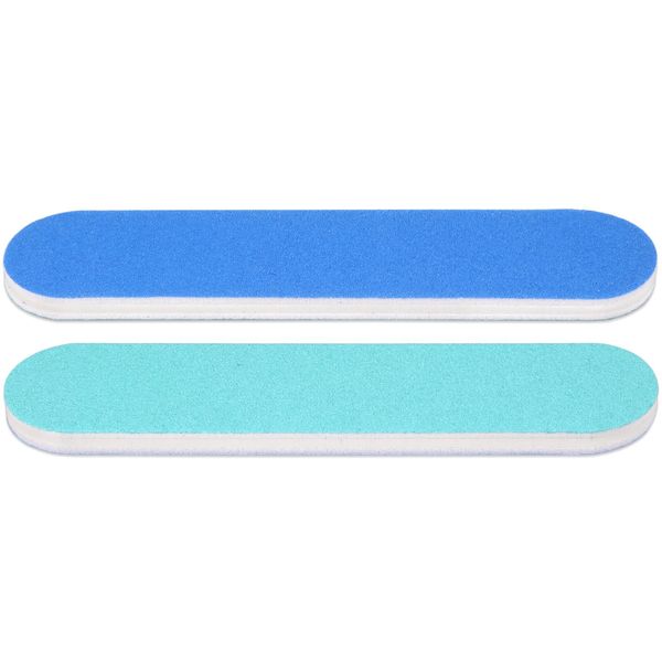 25pcs - PANA Mini Double-Sided Emery Nail File for Manicure, Pedicure, Natural, and Acrylic Nails - Blue/Light Blue (Grit 100/180)