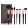 MSQ Makeup Brushes, Set of 10, Makeup Pouch Included, Premium Fiber Hair, Super Soft, Popular, Makeup Brush, Multi-functional, Makeup Set, Foundation Brush, Eyeshadow Brush, Daily Makeup, Easy to Carry (Brown)