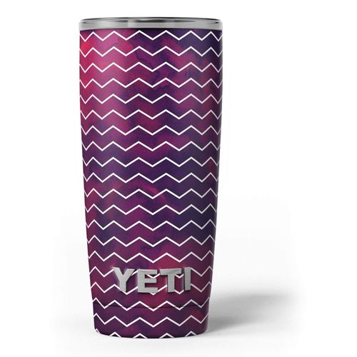 Design Skinz Purple and Red Grunge Clouds with White Chevron - Skin Decal Vinyl Wrap Kit compatible with the Yeti Rambler Cooler Tumbler Cups
