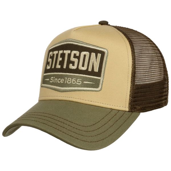 Stetson Highway Trucker Cap Damen/Herren - Basecap mit Baumwolle - One-Size (ca. 55-61 cm) - Baseballcap größenverstellbar - Cap mit Mesh-Einsatz - Schirmmütze Sommer/Winter Oliv One Size