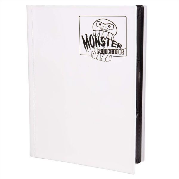 Monster Binder- 9 Pocket Side Loading Trading Card Album - Matte White - Holds 360 Standard Size TCGs - Compatible with Yugioh, Magic The Gathering, Pokémon and Sports Cards - Safe and Secure Storage