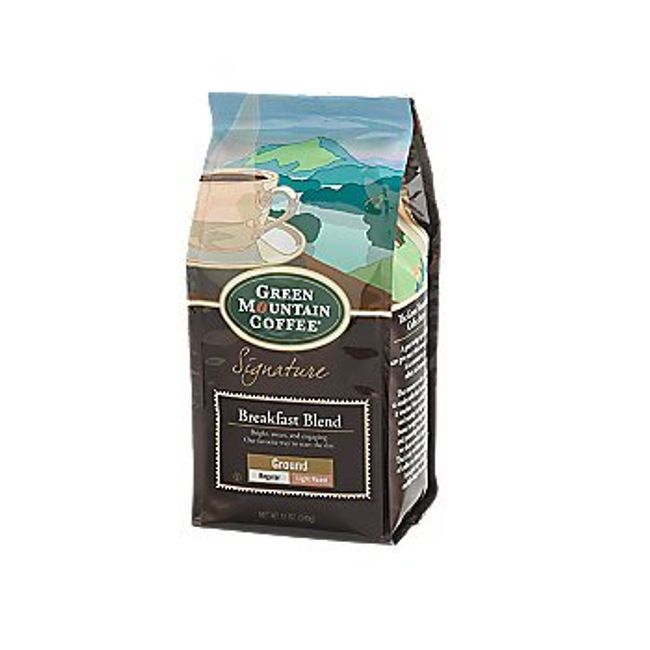 Green Mountain Coffee Roasters, Breakfast Blend, 12 oz. Ground Bag, Light Roast Coffee, (6) Bags