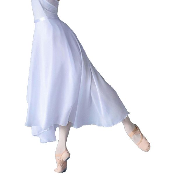 Daydance Long White Dance Skirts for Women, Lyrical Wrap Ballet Skirts for Leotards