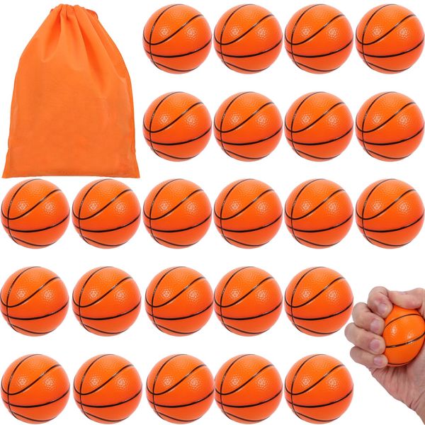 Erinnmy 24 pcs Mini Basketball Stress Balls,2.5 Inch Mini Basketballs for Kids,Mini Foam Sports Balls,Small Basketball Stress Relief Squeeze Balls for Basketball Party Favor Classroom Reward