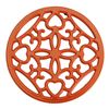 Cast Iron Trivet, Decorative Hot Pot Stand, Kitchen Table Protector (Orange)