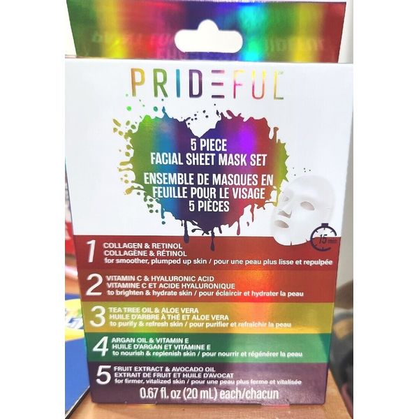 Gay Pride Prideful LGBTQ+ Fundraiser 5 Piece Facial Sheet Mask Set Pride