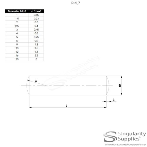 D4 (4mm x 32mm) Dowel Pins (M6) - Stainless Steel (A1) (Pack of 10)