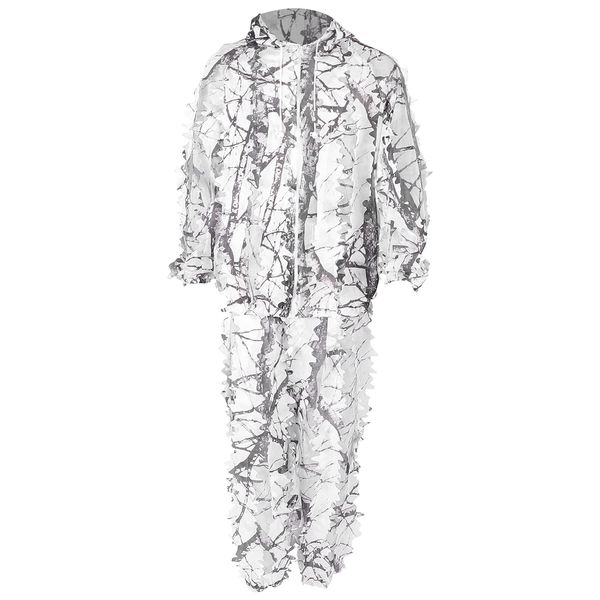 Teror 3D Leaf Suit, Snow Wild Camouflage Ghillie Suit 3D Leaf Jacken und Hosen Set Kleidung für die Jagd