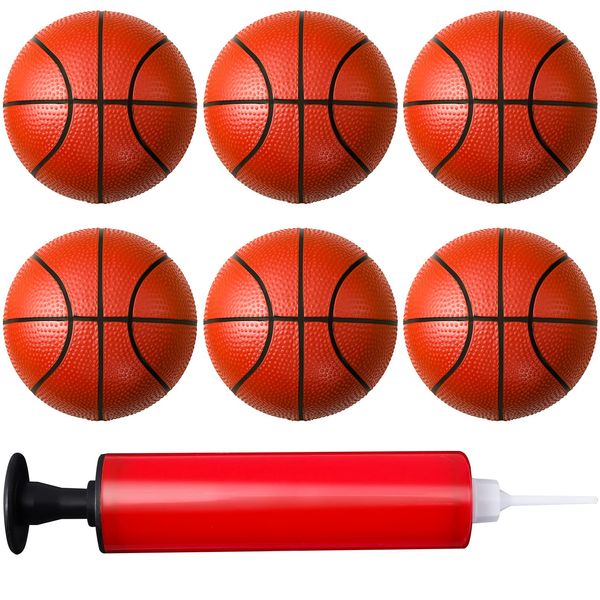 6 Inches Mini Basketball,6 Pack Mini Basketballs for Kids,Inflatable Miniature Basketball Set with Air Pump,Small Basketball Toy Rubber Basketball for Indoor Outdoor Beach Pool Sports Game Party