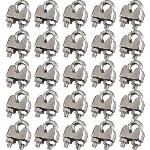Cozihom 3/16 Inch M4 Wire Rope Cable Clip Clamp, 304 Stainless Steel, U Bolt Saddle Fastener, 25 Packs