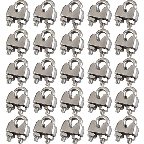 Cozihom 3/16 Inch M4 Wire Rope Cable Clip Clamp, 304 Stainless Steel, U Bolt Saddle Fastener, 25 Packs