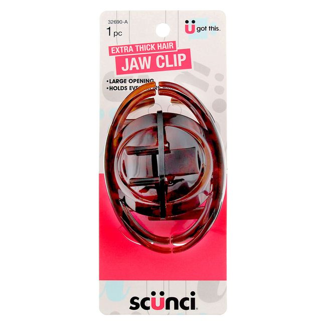 4 Pack Scunci U Got This Extra Thick Hair Jaw Clip, Brown