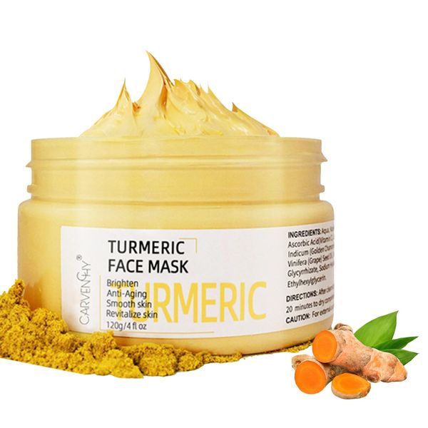 Gesichtsmaske Kurkuma Tonerde Maske Gesicht für Tiefenreinigungs, Dunkle Flecken, Poren Verkleinern, Aufhellende und Feuchtigkeit, Kurkuma Tonmaske mit Kaolin