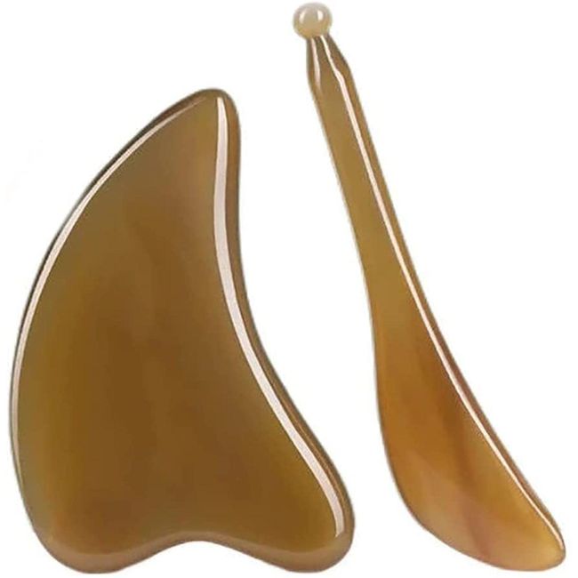 Serend Natural Ox Horn, Cassa Plate, Massage Tool, For Beautiful Face, Sensitive Skin, Small Face, Face Line, Forek, Head, Full Body, Massage, Improves Skin Ruffle, Erases, Ox Horn Comb, Anti-Static, Eye Massage Face, Removes Poison to Reduce Fatigue, For