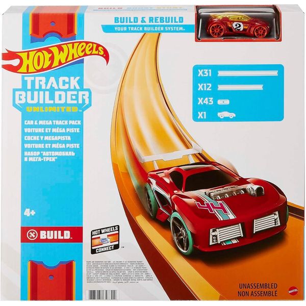 Hot Wheels Toy Car Track Set, Mega Track Pack, 87, 40-ft of Track, 1:64 Vehicle