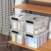 Cand 6 Pack Large Clear Plastic Storage Bins with Latching Lids, 20 Quart, Black