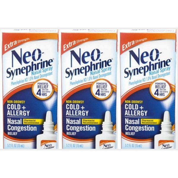 Neo-Synephrine Nasal Decongestant Spray EXTRA STRENGTH 15ml ( 3 pack ) orange ~