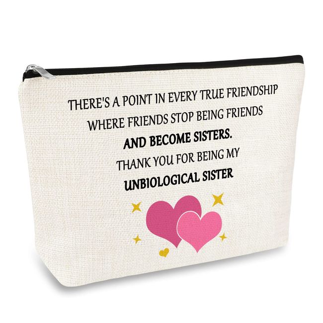Best Friend Gift Makeup Bag Best Friend Sister Bestie Unbiological Sister in Law Gift Thanksgiving Christmas Birthday Gifts for Women Her Cosmetic Bag Friendship Soul Sister Gift Travel Toiletry Pouch