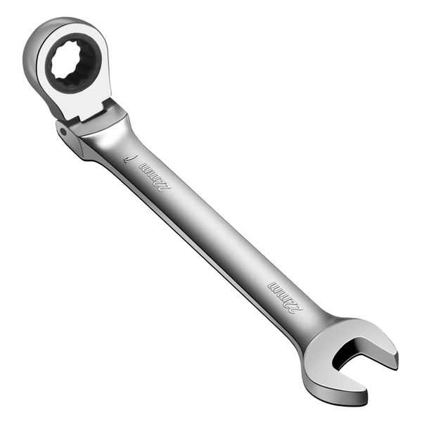 WISEUP Flexible Combination Wrench, 22mm Ratchet Spanner, 180 ° Adjustable Socket Wrench, Industrial Anti-Slip Labor-Saving Wrench Tools