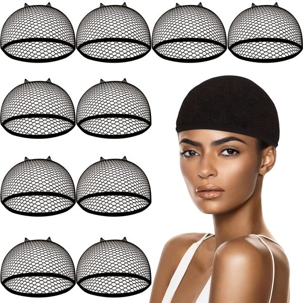 Smilco Wig Caps, 10 Pieces Mesh Wig Cap Net,Weaving Hair Net,Fishnet Wig Cap For Women(Black)