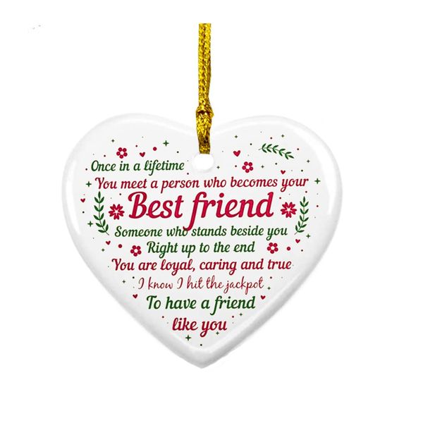 Gifts for Best Friends Birthday Friendship Heart Hanging Thankful Memorial Plaques Christmas Friends Ornaments Decorations Novelty Sign Memorial Xmas Ornament Merchandise Presents